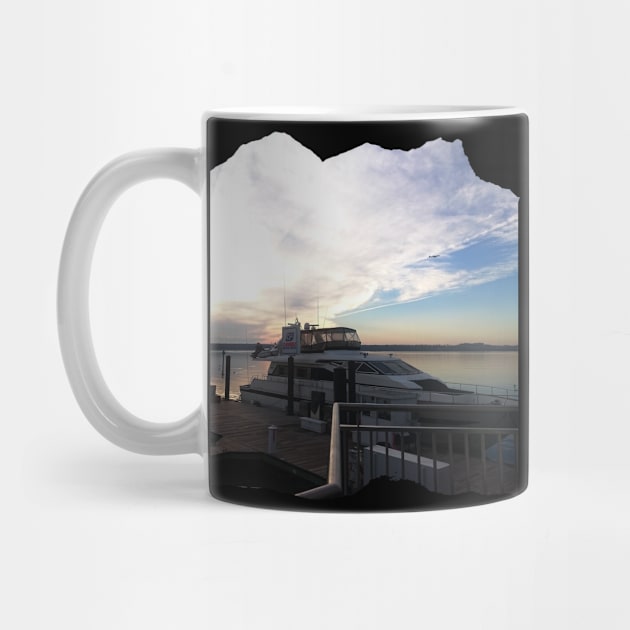Sunset by the ocean city in USA photography design boat by BoogieCreates